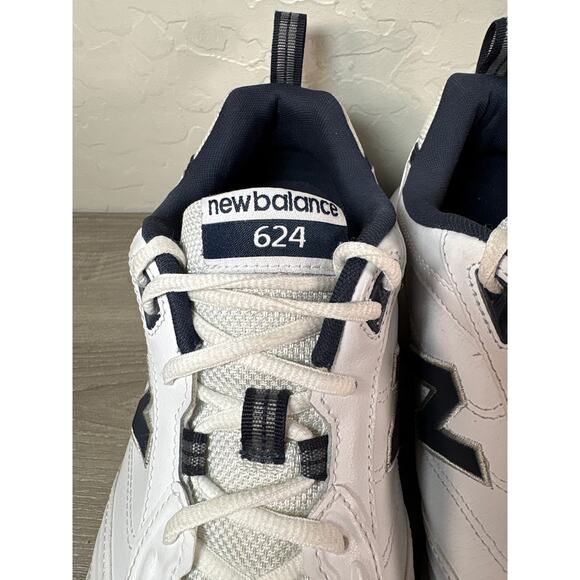 Mens New Balance 624 V2 White Navy Blue Athletic Running Shoes MX624WN2 Size 15 - Picture 4 of 8